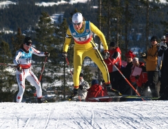 Madeleine Williams tops a hill in the 10km skate race at Canmore.