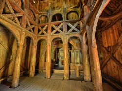 inside Borgand stave church HDR